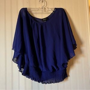 B•Wear Overlay Flutter Sleeve Poncho dark blue Blouse size medium